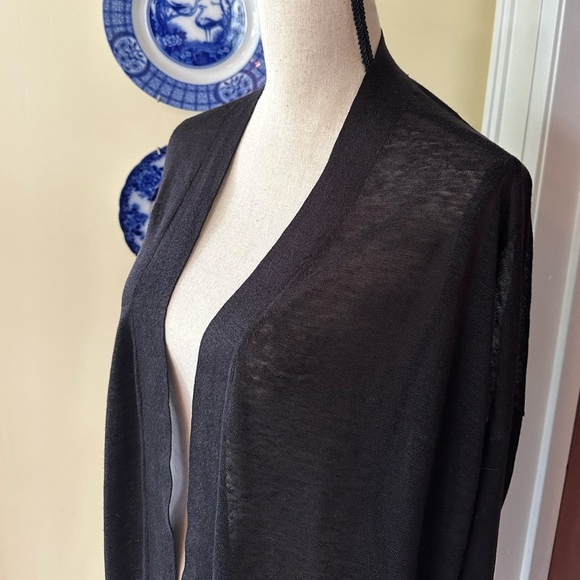 Theory | Linen Blend Waterfall Cardigan, Black - Picture 6 of 9